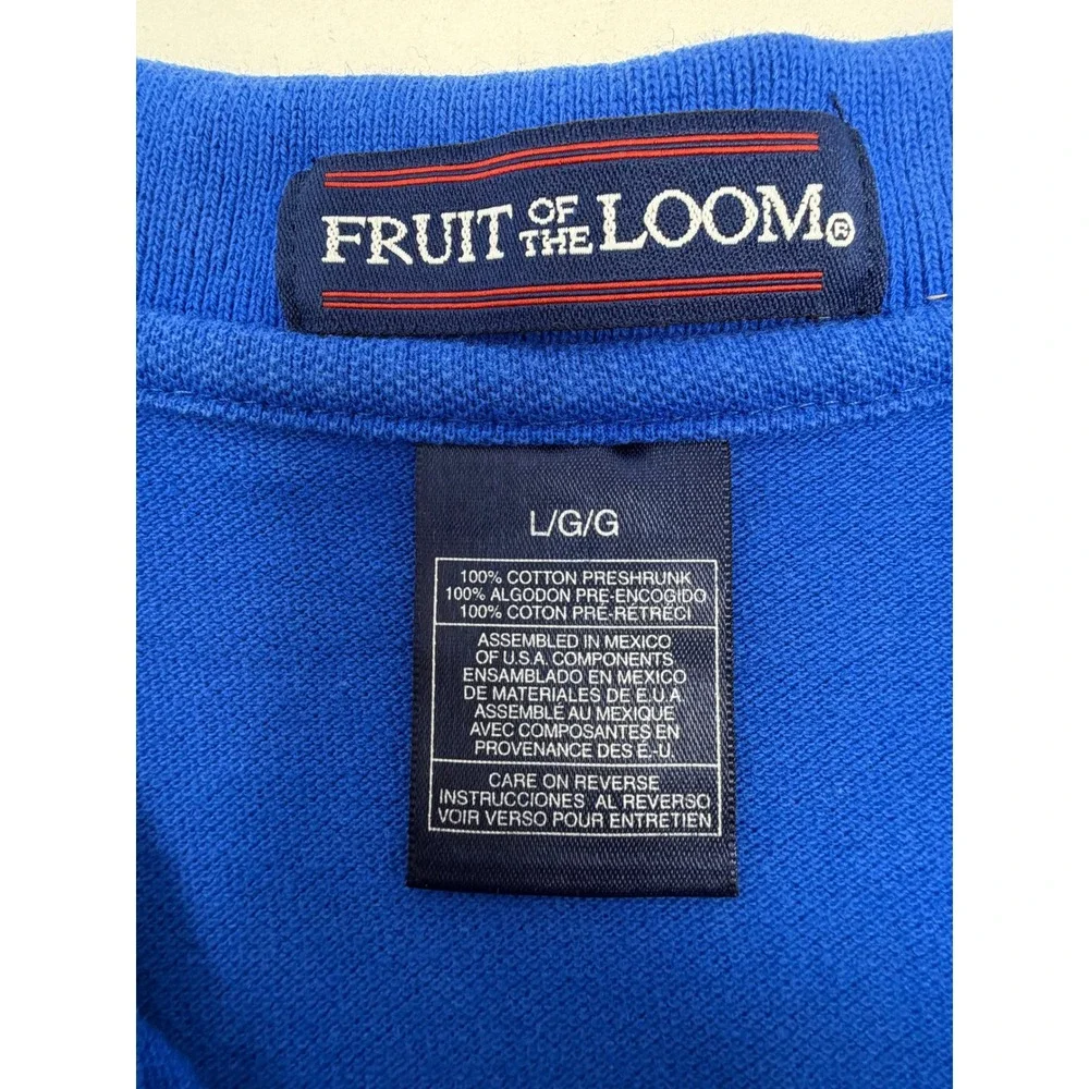 Vintage Fruit of the Loom Seattle Seahawks Polo Shirt Large Blue Embroidered 90s